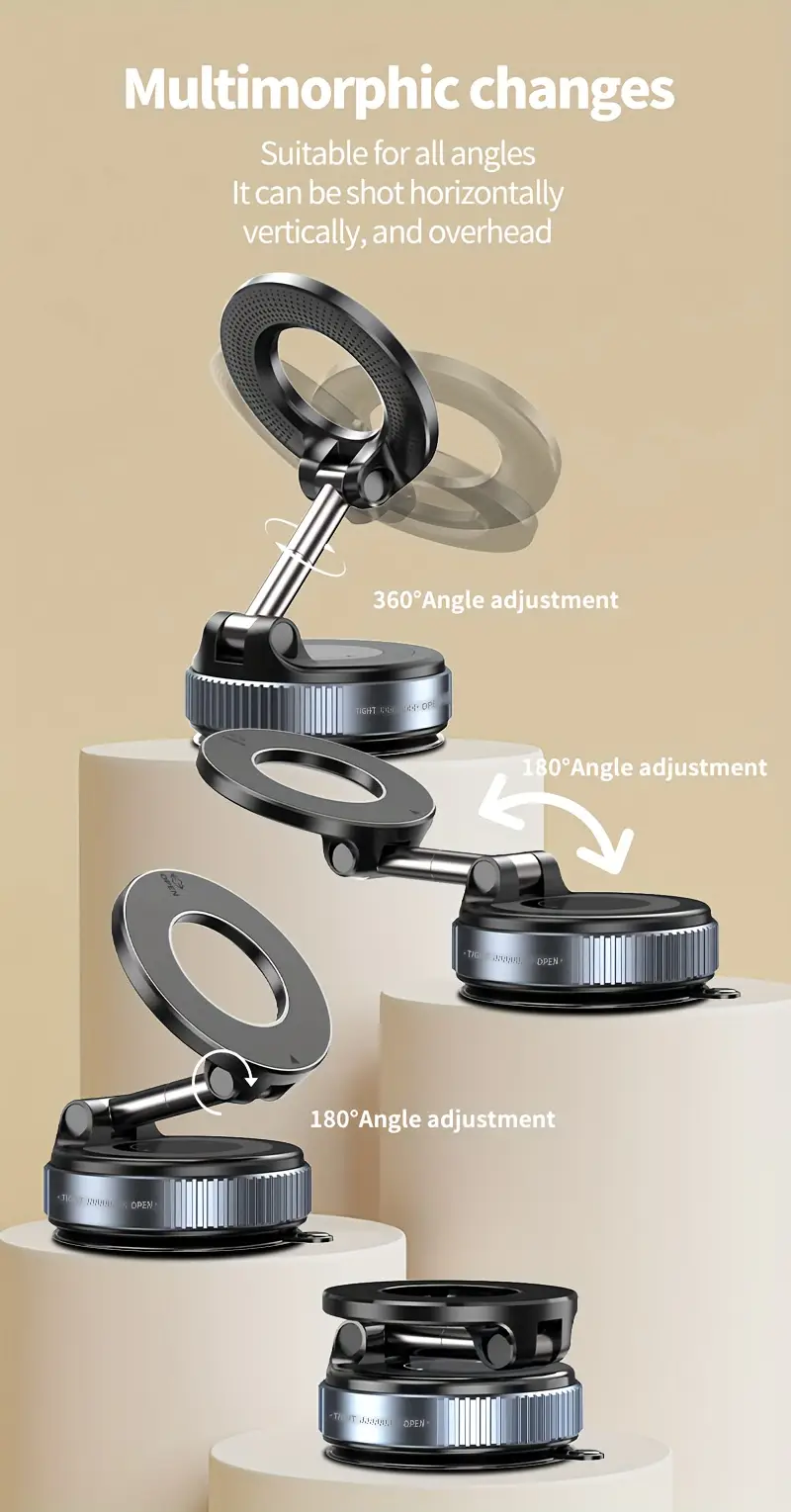 k007 strong magnetic car phone holder foldable 360 adjustable vacuum mount with multi angle adjustment waterproof aluminum alloy design for secure and stable phone holding universal car mount accessory adjustable phone holder details 1