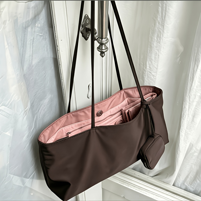 TEMU 2026 New Casual All-match Commuter Lightweight Large Capacity Underarm Shoulder Handheld Nylon Baguette Tote Bag