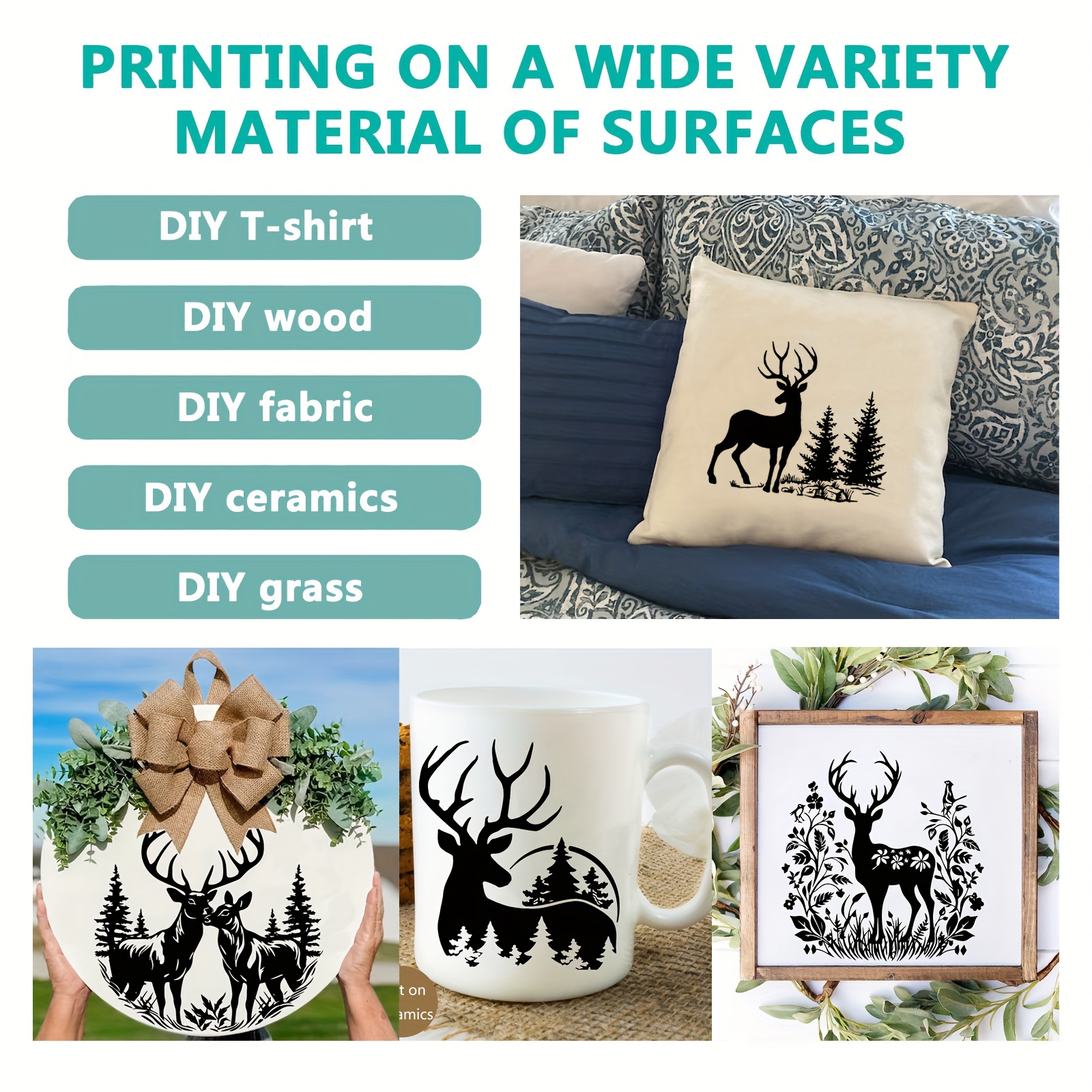 Deer Skill Screen Stencils Reusable Mountain Tree Deer