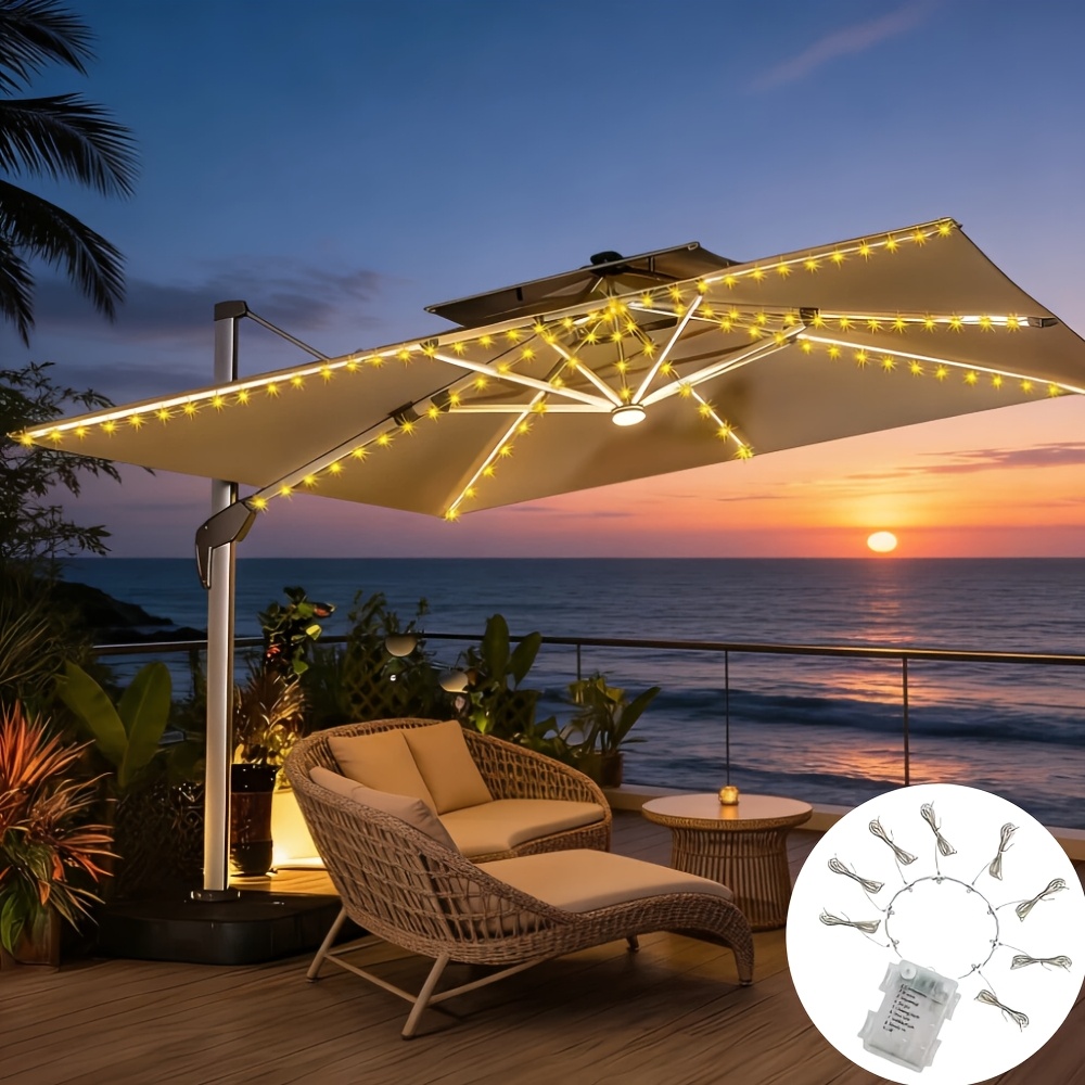 Image of 1pc - Portable Umbrella Lamp With Source Suitable For /outdoor Use, - Umbrella For Weddings, Garden Parties, , - - For Night Atmosphere Lighting