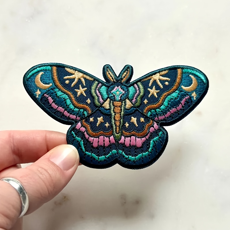 TEMU 1 écusson brodé Papillon Ciel, décoration de vêtement, badge en tissu, accessoire