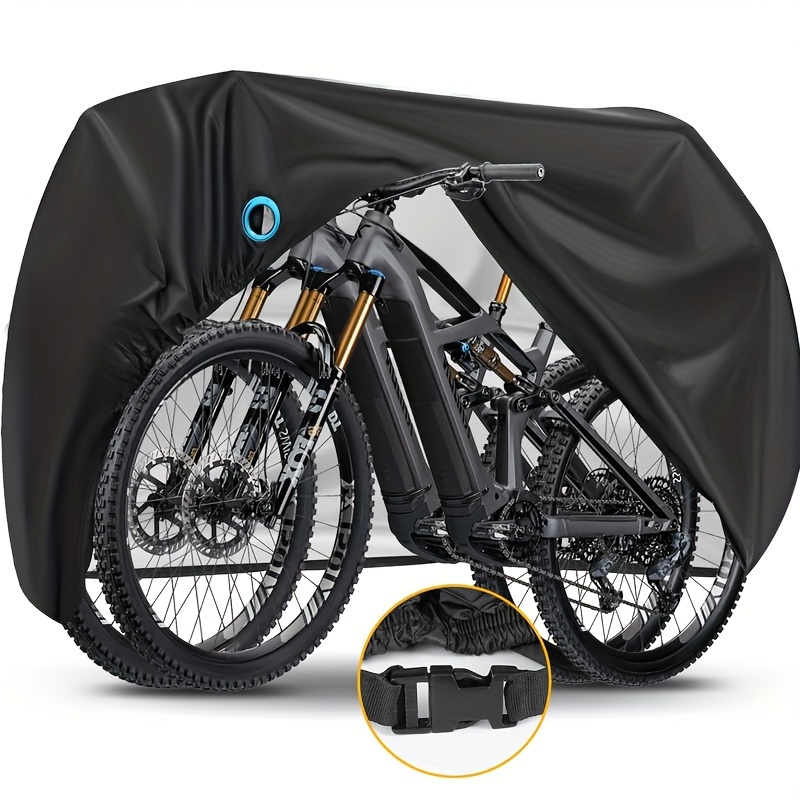 TEMU Bike Cover For 2 Or Outdoor Waterproof Bicycle Covers Rain Wind Proof With Lock Hole For Electric Bike Heavy Duty Bikes Black