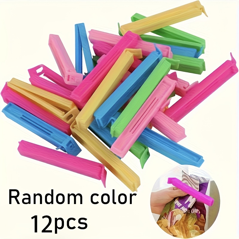 12 24 plastic food bag clips reusable sealing clips moisture proof and dust proof fresh keeping kitchen storage boxes and storage additions