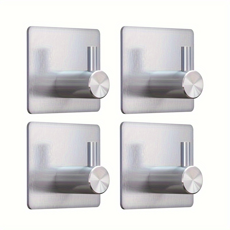 4pcs Adhesive Heavy Duty Wall Hooks, Waterproof Stainless Steel Hooks For Hanging Coat, Hat, Towel Robe Hook Rack, Wall Mount- Bathroom And Bedroom Racks