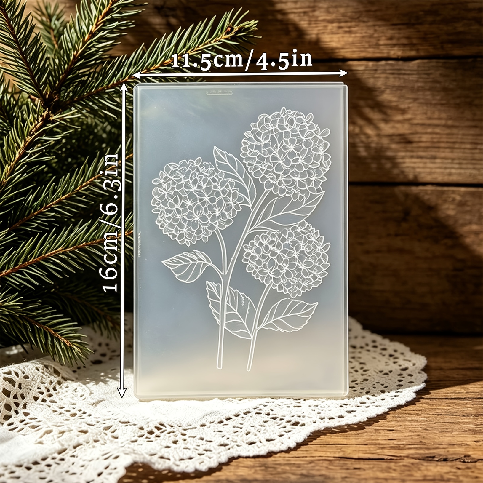 TEMU 【商品名】紫色の陽花の枝と葉の模様のデザイン プラスチック エンボスボード 手帳用カード エンボス 凹凸 エンボス型