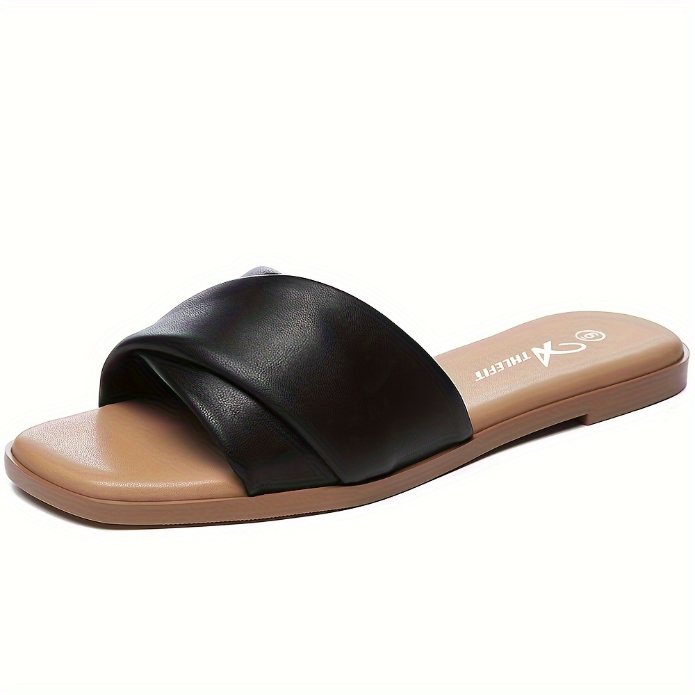 

Women's Flat Sandals Fashion Slides With Soft Leather Slippers For Summer