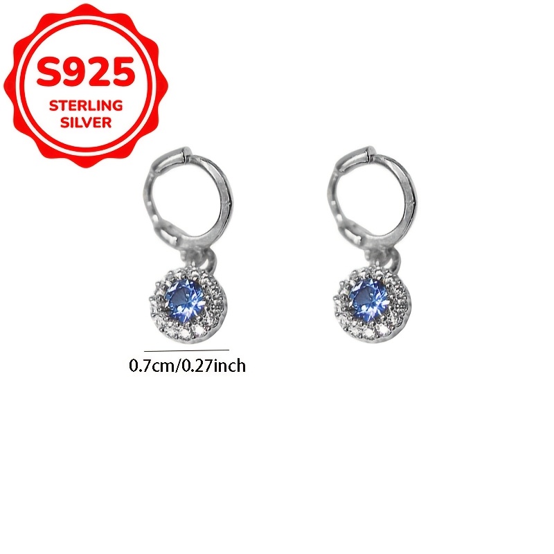 Women's 2pc S925 Silver Sparkling Zirconia Stud Earrings Set