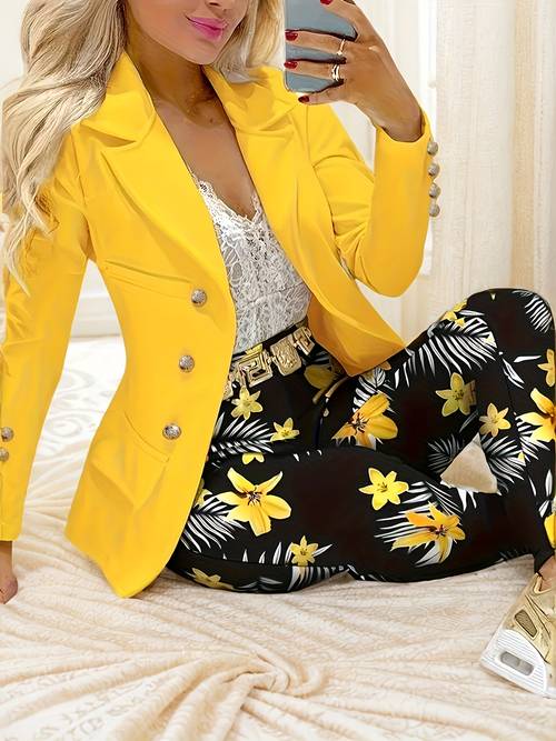fashion print pants set for women stretchy polyester spandex blend machine washable