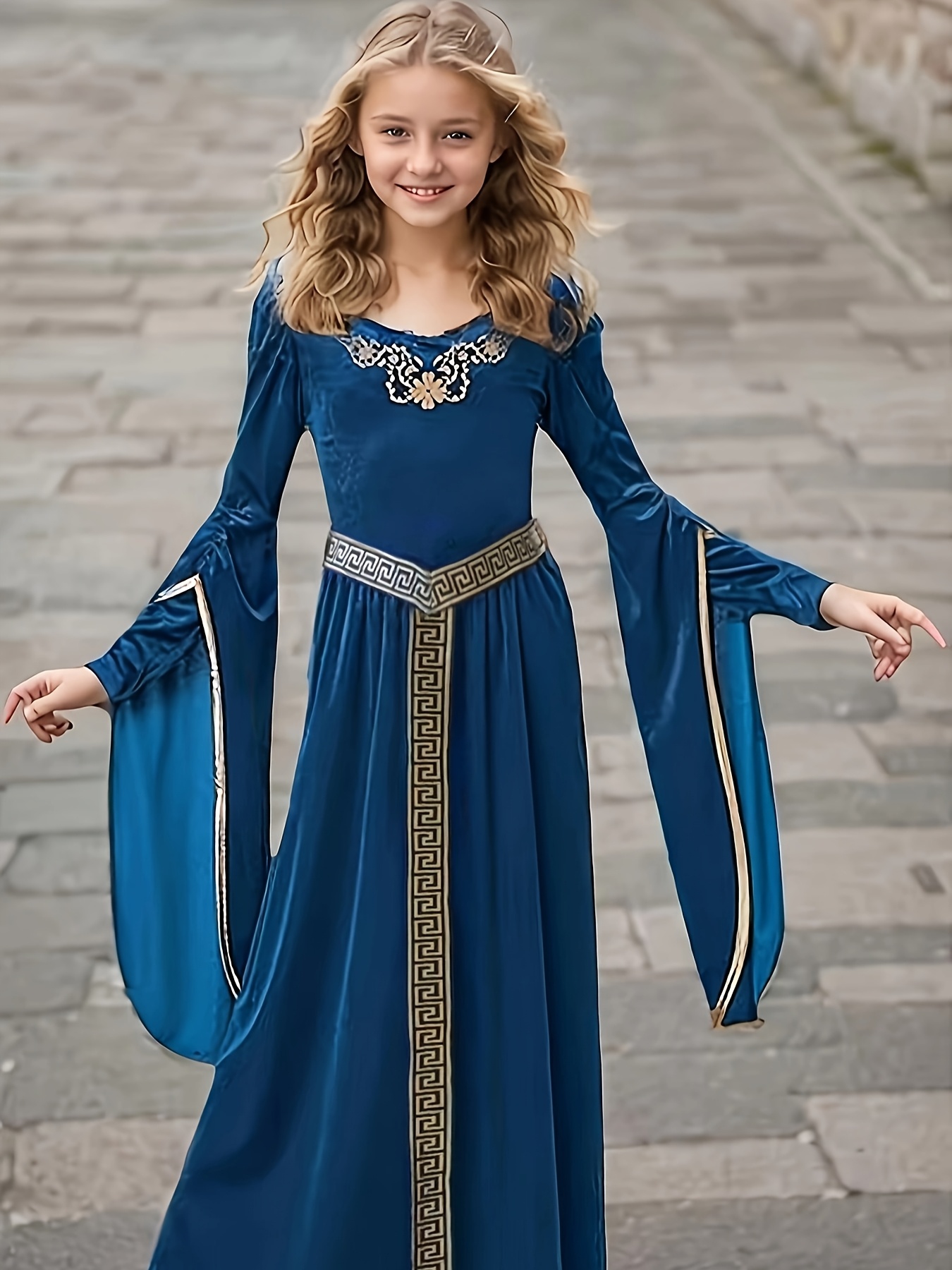 Carnival Halloween Medieval Court Girl Print Maxi Dress, image size:800x1067