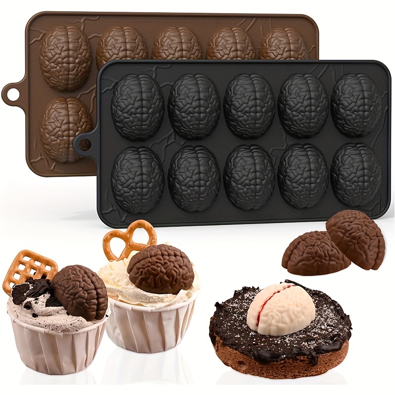 

Silicone Brain Shaped Mold For Chocolate, Ice, Cake - Diy Creative Candy Making Mould - Reusable Bakeware For Party Decorations