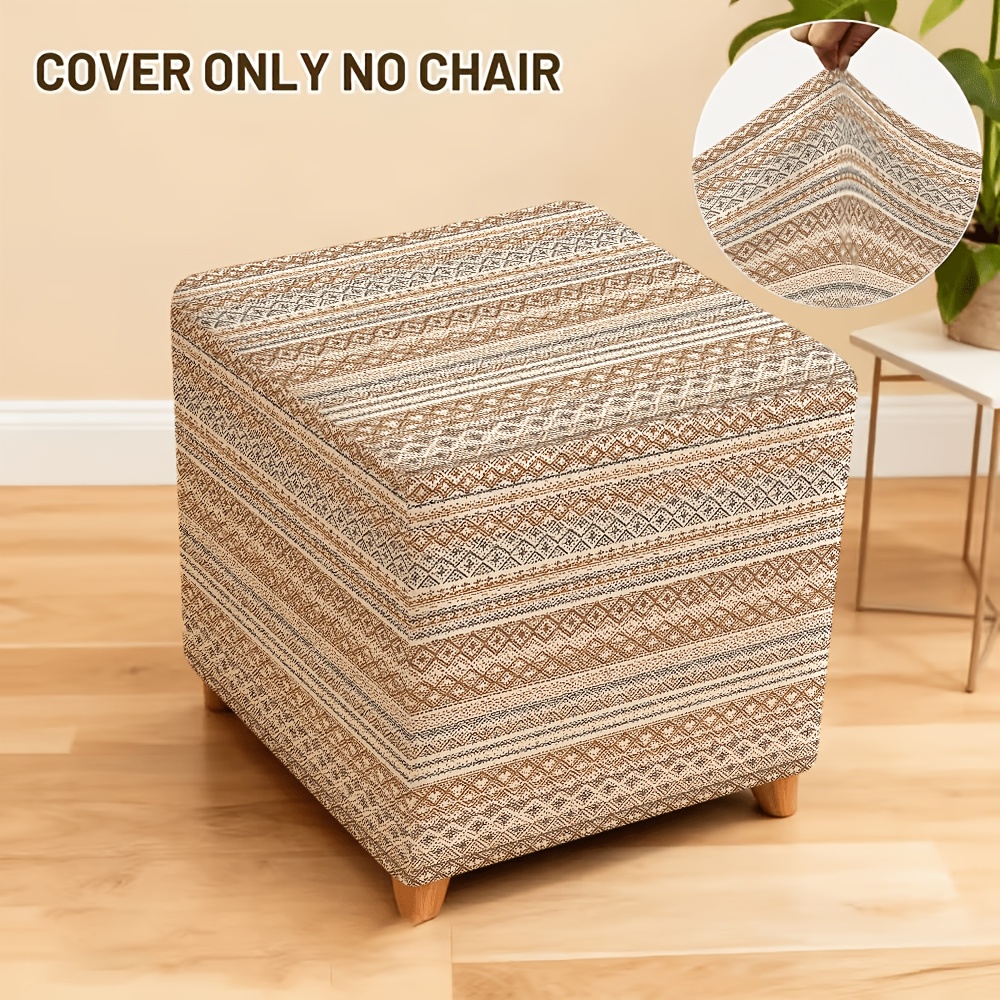 TEMU 1pc Modern Minimalist Square Stool Cover With Elastic Closure - Non-slip Washable Furniture Protector Suitable For Shoe Benches, Chair