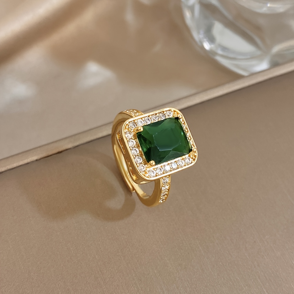 Women's 18K Golden-Plated Large Synthetic Zirconia Ring