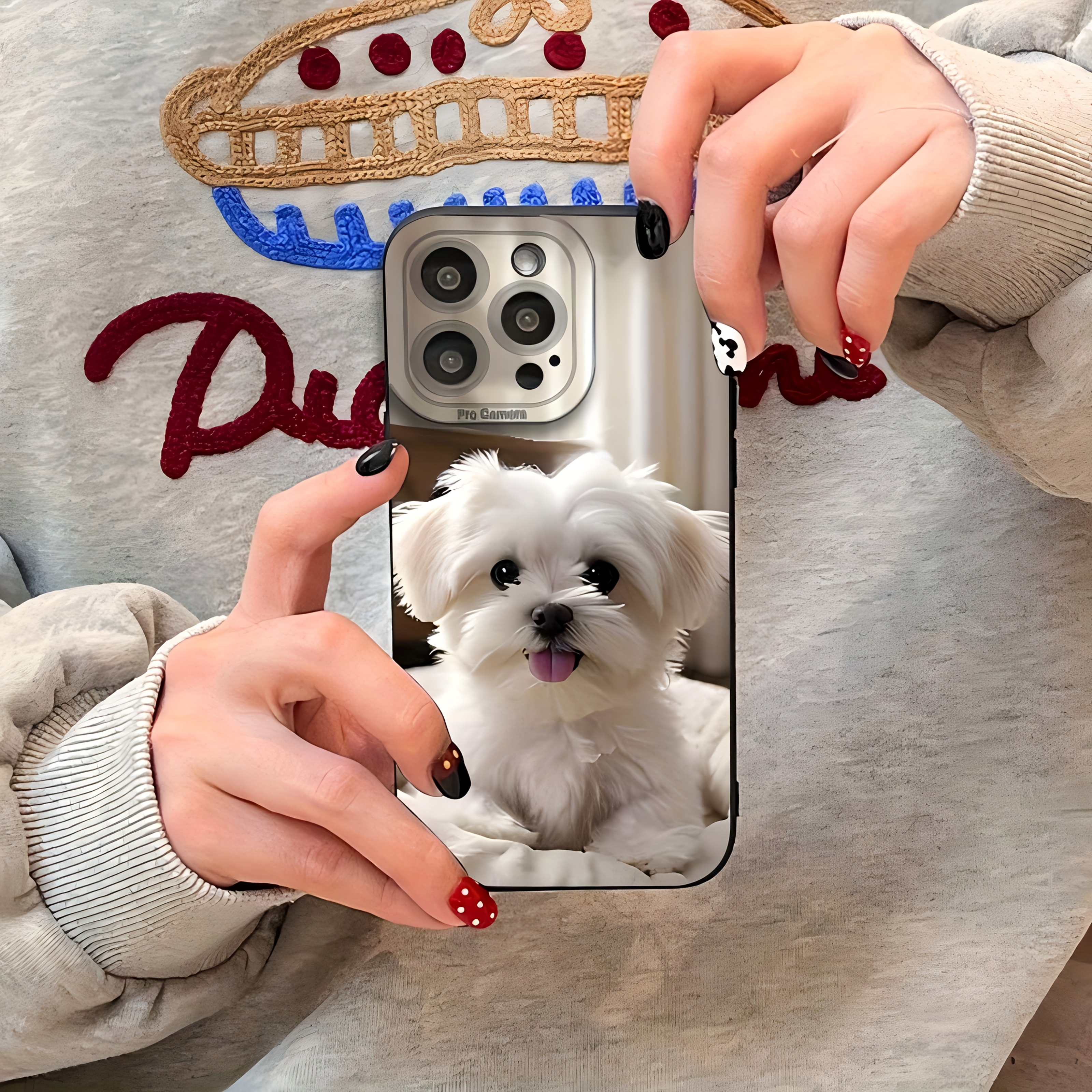 TEMU Custodia per telefono - design con cucciolo stampato UV, custodia opaca con angelici, che offre protezione completa gradi per modelli di iPhone,