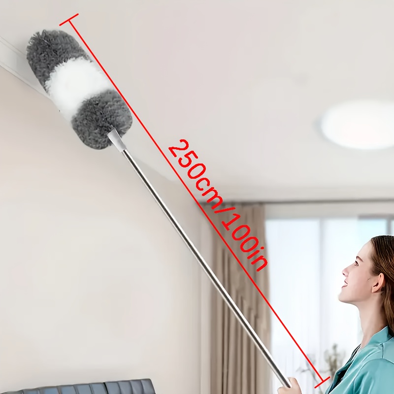 TEMU Extended Duster Featuring A 54/100/110 Inch Adjustable Pole, Equipped With A Flexible Microfiber Head Washable, Ideal For Cleaning Ceiling Fans