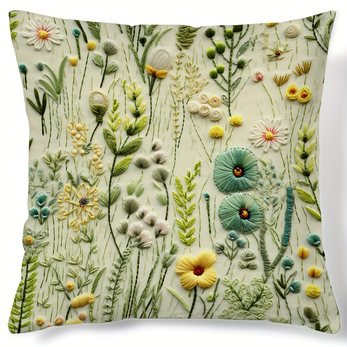 

1pc Contemporary Style Floral Digital Print Cushion Cover 45cm/17.7inch, Botanical Garden Pattern Decorative Pillow Case For Home Decor