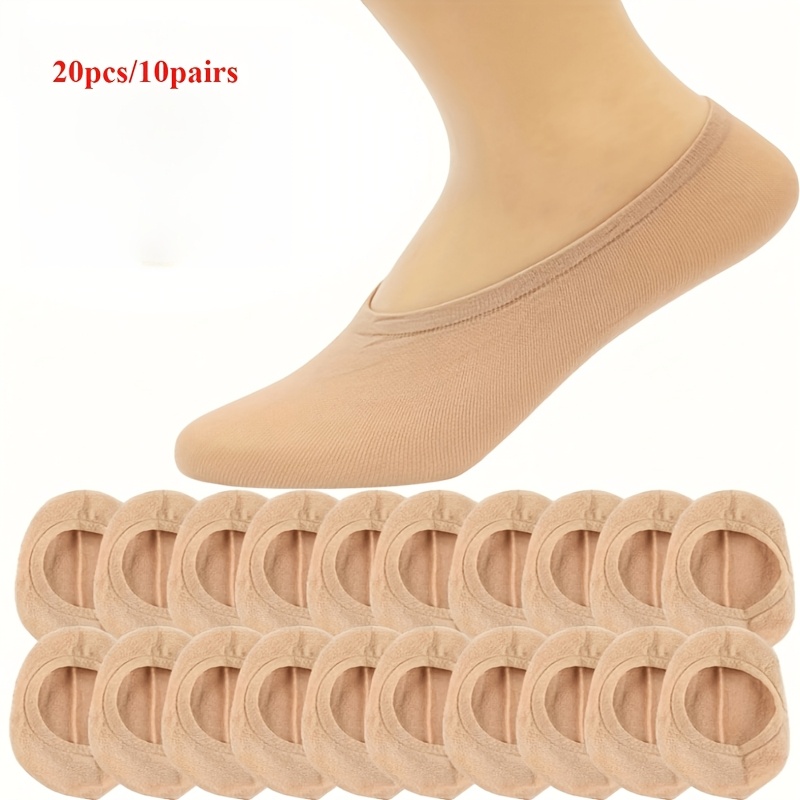 Image of 20pcs/10pairs Women's Soft Breathable Ankle Socks Men's High Elasticity Socks, Crew Socks Soft Stretchy Comfortable Breathable Socks, Suitable For Daily Wear For Men And Women