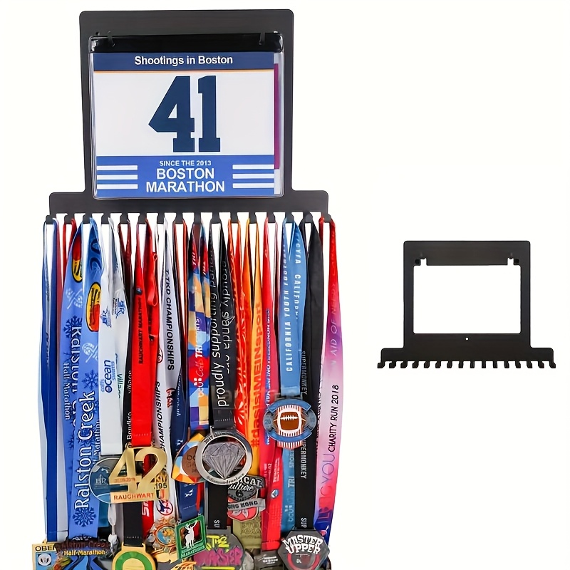 

1pc Heavy Metal Medal Display Stand, Holiday Decoration Hook, Wall-mounted Medal Rack With Integrated Number Cloth Hook, Storage Box, Can Hold 60 Medals, - Sports Souvenir Display