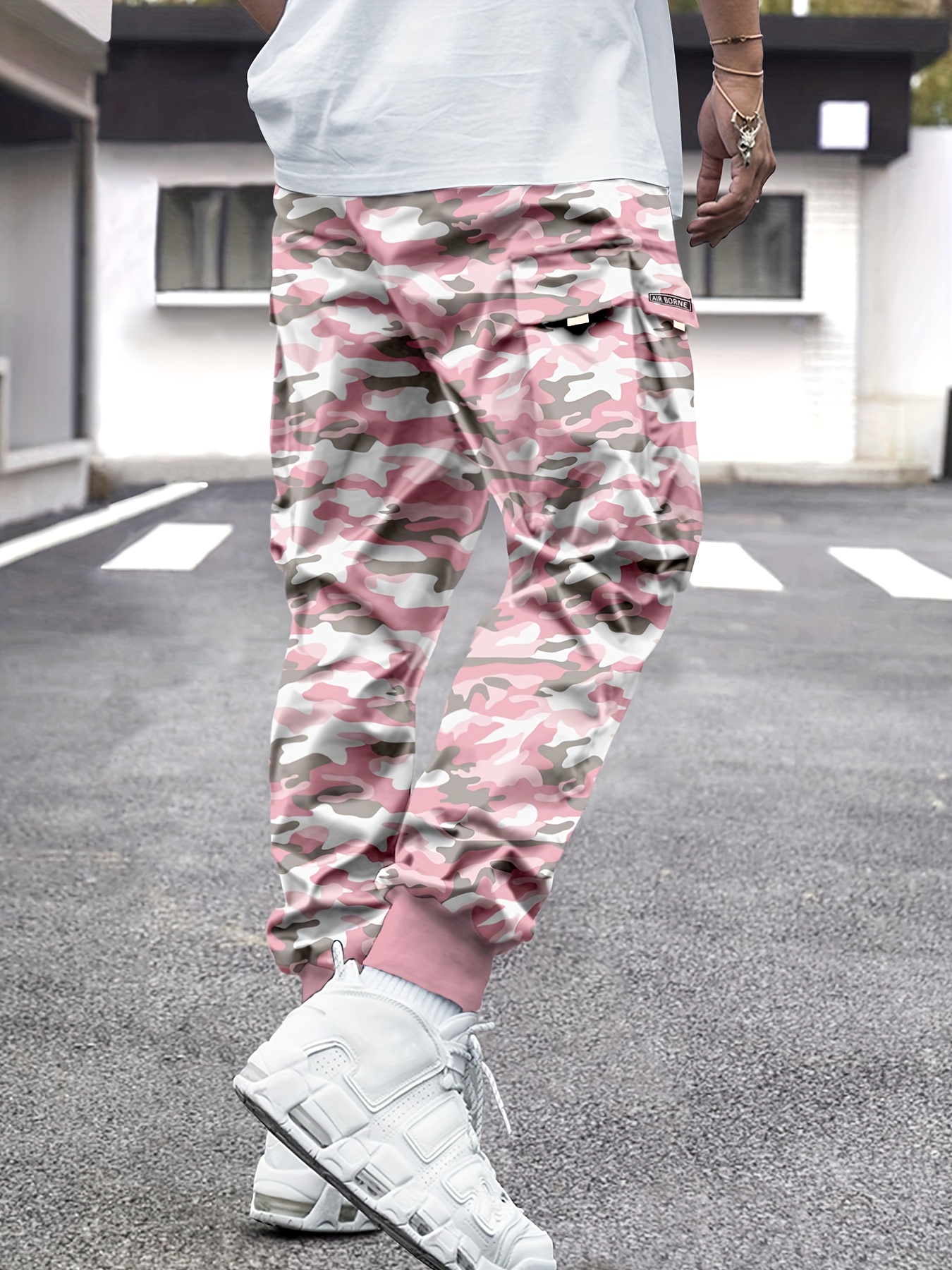 Multi Pocket Camouflage Print Cargo Pants s Loose Drawstring Cargo Jogging Pants Suitable For Skateboarding Street Outdoor Camping