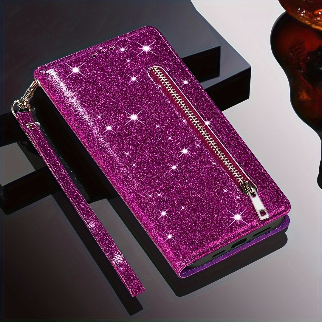 Image of Phone Case - Pu Zipper Faux Leather Wrist For Women Wallet Case Flip Cover Phone For Galaxy A15 A55 A54 A53 A52 A52s A34 A35 A33 A13 A14 A04s A04 A25 -5g Flip Case