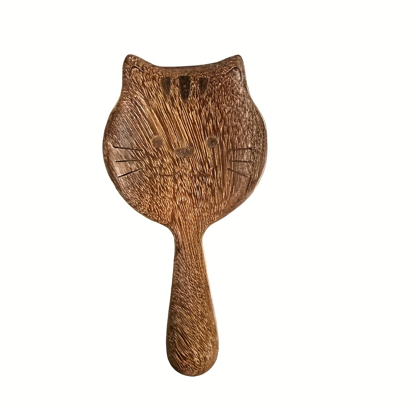 Image of Kitten Shape Solid Wood Massage Comb - Women' Cushion Scalp & Meridian Relief
