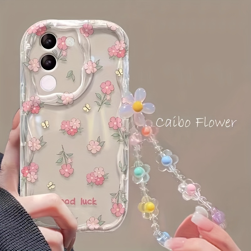 

Transparent Powder Flower Case For S24ultra Mobile Phone Case S24 Fe Suitable A15 Protective Case S24 Cream Pattern A54 Hand Flower A55/a13-4g S22/s22 Ultra Creative S23/a05s/s23plus/a16