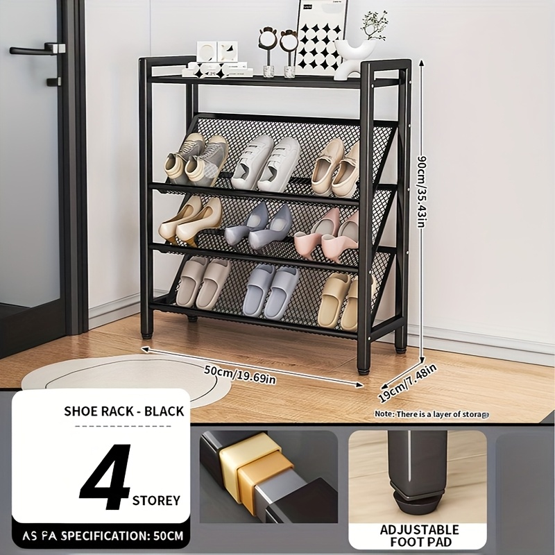 E-shop Mehrschichtiges, platzsparendes Schuhregal aus Metall, Aufbewahrungsorganizer, einfach zu montieren, oberste Ablage, stabiles, freistehendes