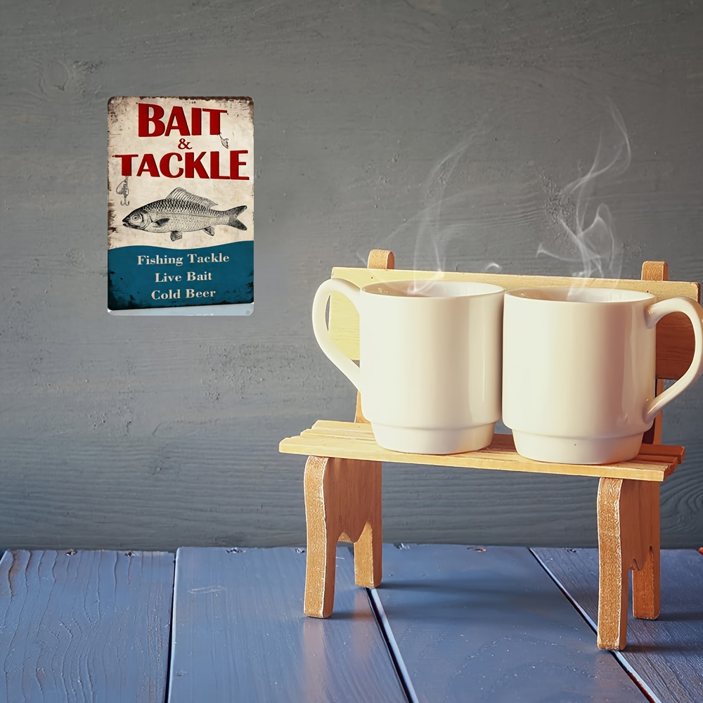 1PC Bait And Tackle Metal Tin Sign Retro Fishing Vintage Poster For  Farmhouse Kitchen Home Man Cave Wall Decor Fishing Lovers Metal Plaque 8x12  Inch