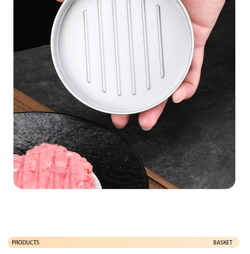   aluminum burger patty press heavy duty hamburger meat mold with handle for bbq grill non stick patty molding tool easy to   suitable for outdoor cooking details 8