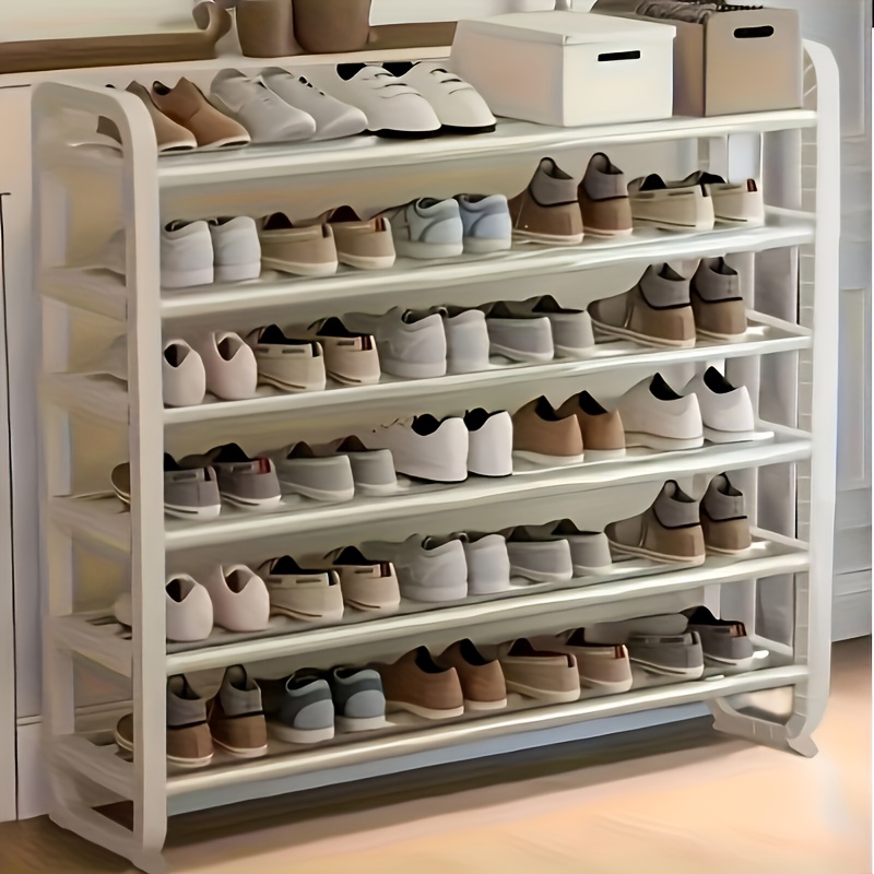 Space- Luxury High-quality 6-tier Metal Shoe Rack In 2 Colors, Holds 30 Pairs Of Shoes. Durable , Made Of Wrought Iron Without Wood. Suitable For And Dormitories. Compatible With Living Room Tiered