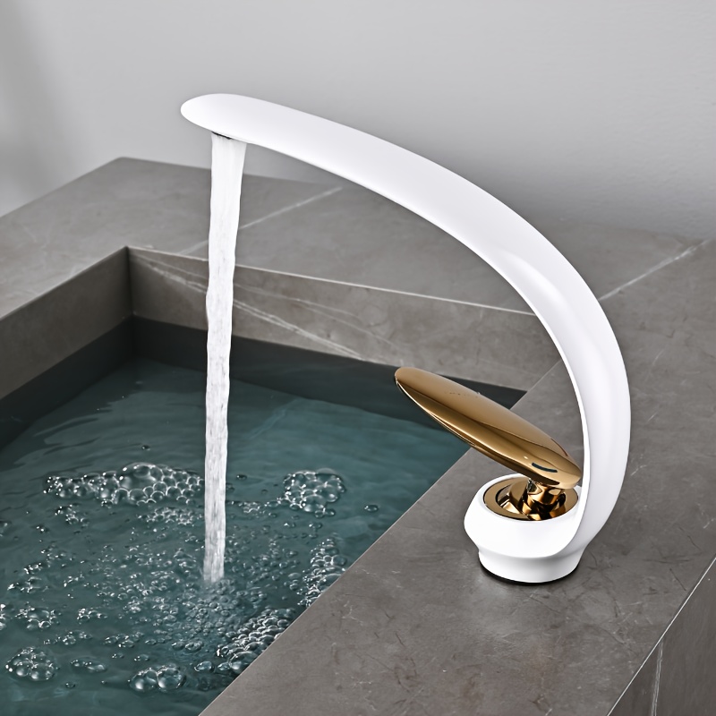 1 szt. Biały kran Kreatywny uchwyt galwaniczny Kuchnia Umywalka do łazienki Kran ciepłej i zimnej wody do basenu i do użytku zawodowego Instrukcja pływania i korzystanie z hotelu