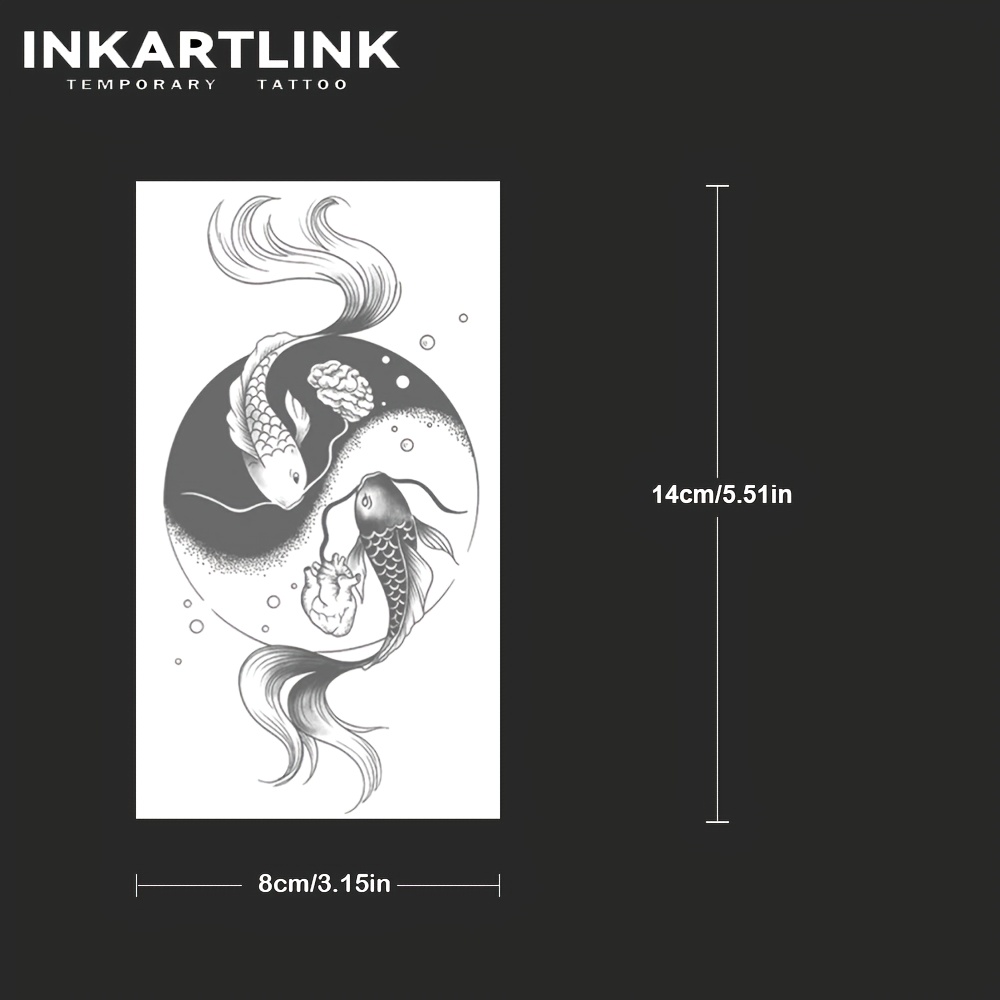 Inkartlink Technology Tattoos, Semi-permanent Tattoos, New Ins-style Tai Chi Fish Ink Tattoos Stickers, Temporary Tattoos, Long-lasting, Fake Tattoos, Waterproof, Authentic Tattoo