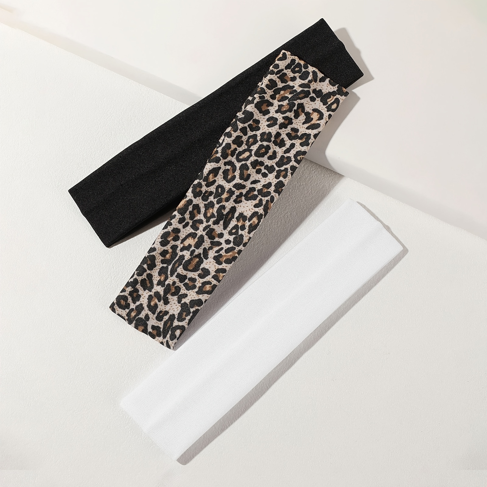 TEMU 3pcs Set Women's Leopard Print Sports Headbands, Elastic Sweat-absorbent Casual Hair Additions, Suitable For Daily Wear, Women's Sweatbands,