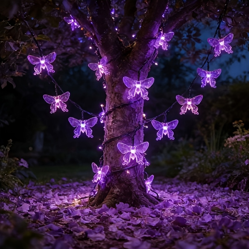 solar purple   string lights outdoor garden decorative lights 8 mode ambient colorful lights tree hanging festival night light