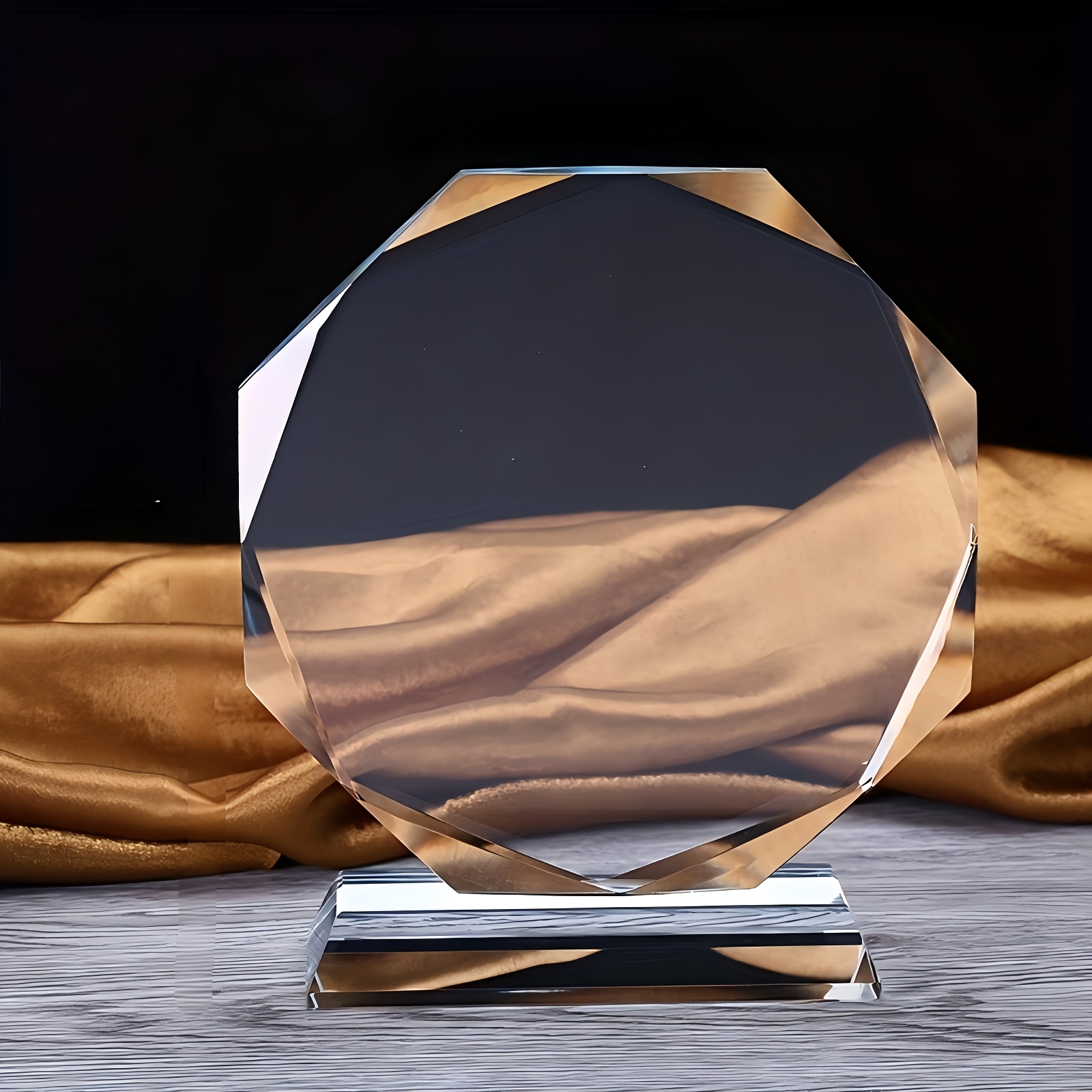 TEMU 1pc Personalized Elegant Custom Octagonal Glass Trophy With Text, Image, Or Logo, Suitable For: Custom League Honor Awards, Perfect Souvenir For
