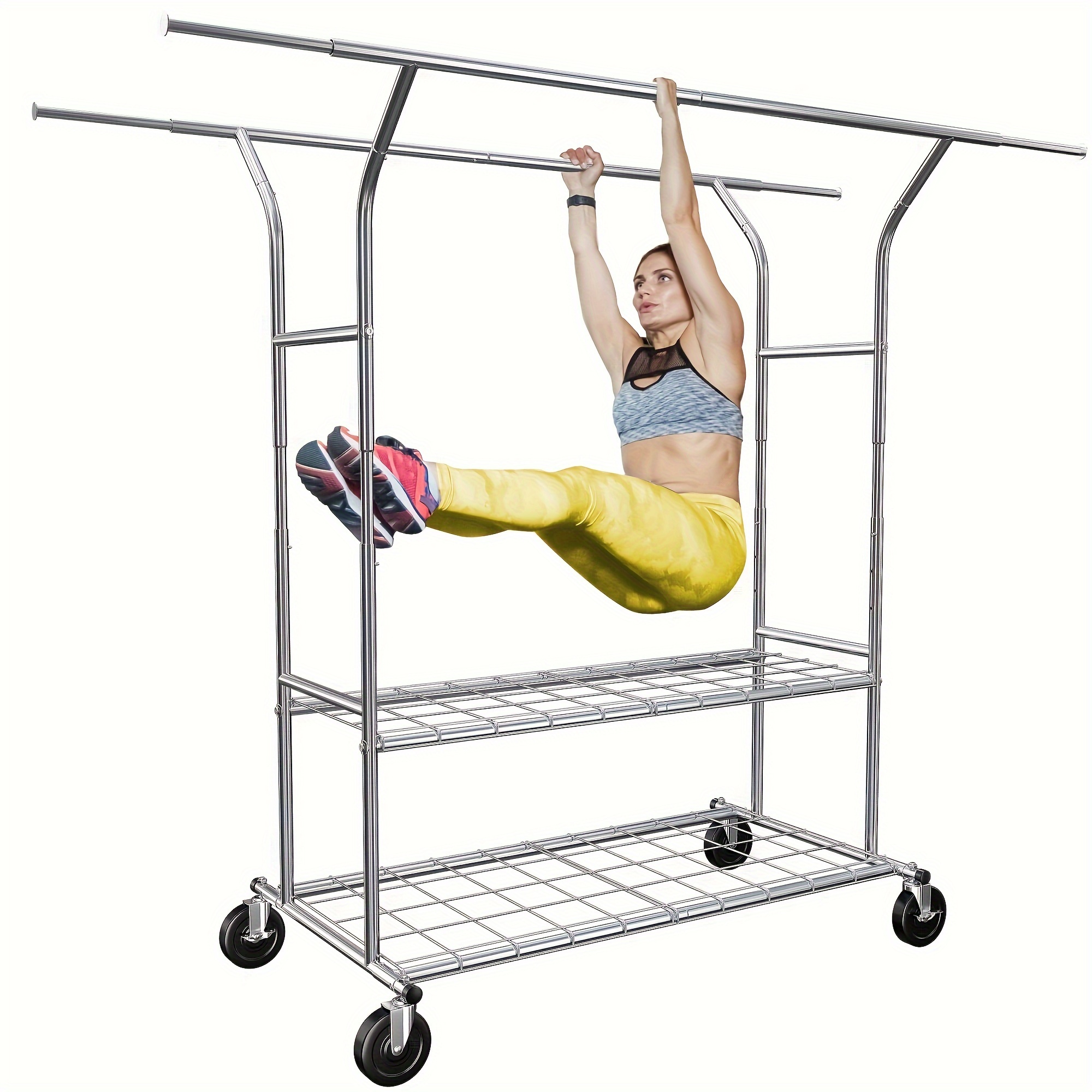 TEMU Double-layer Retractable Clothes Rack