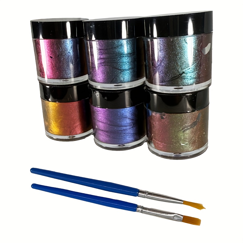 TEMU 6pcs Set Of Chameleon Effect Paints, 10g Per Bottle, Suitable For Christmas, Halloween, Painting, , Surface Painting On Items, Recoloring Old