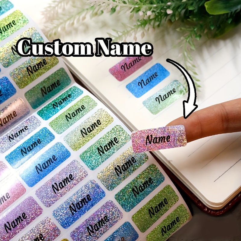 TEMU Custom Glossy Colored Name Label Stickers, Personalized Stickers, Name Tags, Custom Water Cup Stickers, Customizable Birthday Gifts, Stationery