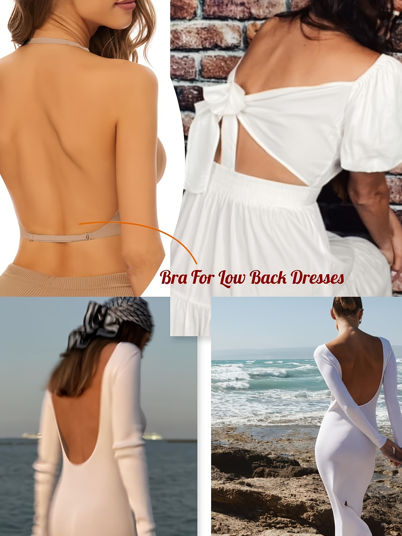 Seamless Backless T-Shirt Bra for Women - Sexy, Wireless with Removable Pads, Nylon & Elastane Blend, Hand Washable