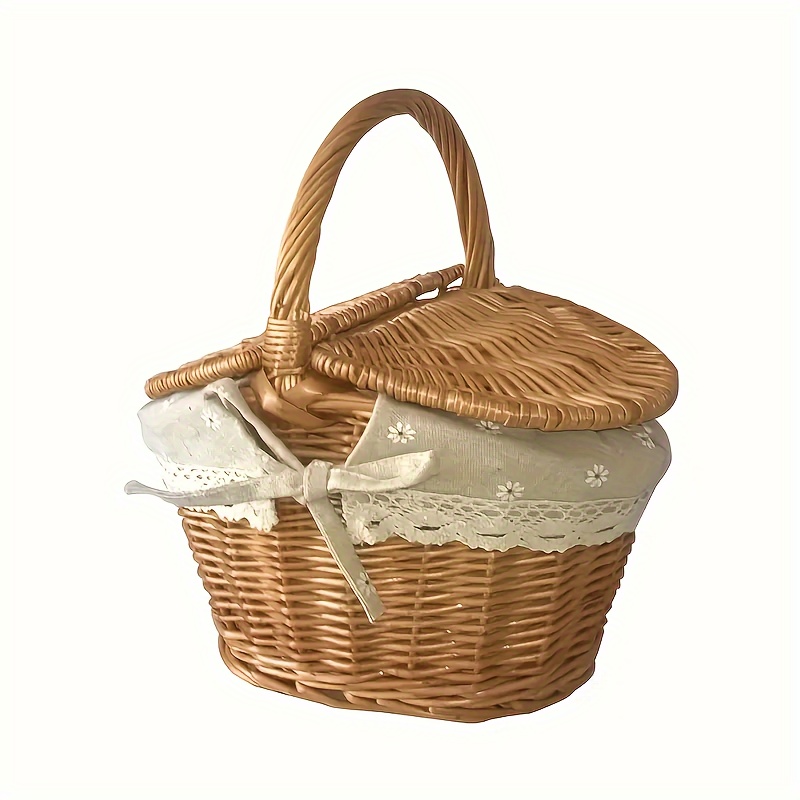 

Wicker Picnic Basket With Liner - Rattan Storage Container, Outdoor Dining & Home Decor