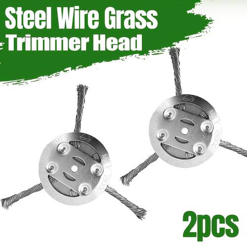 2 pack steel wire grass trimmer head 6 inches universal wire trimmer head metal eater head durable and wear resistant steel wire grass trimmer head