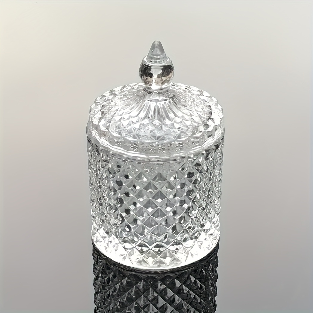 Crystal Glass Jar With Lid, Swab Storage Box, Jewelry Storage Box, , For A Family Of 9, Multi-functional Glass Storage Jar, Small Roman Glass Jar, Canisters