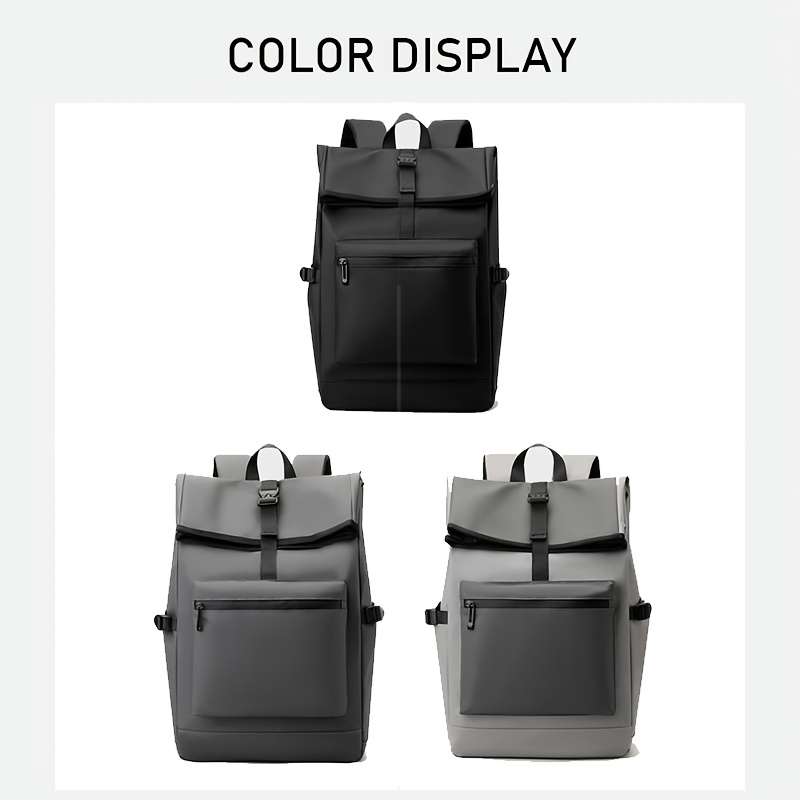 External Zip Pocket Flap Backpack Made of Lightweight Fabric with Buckle Decoration, Featuring Comfortable Shoulder Straps And Large Capacity, Perfect for Daily Work And Study Organization
