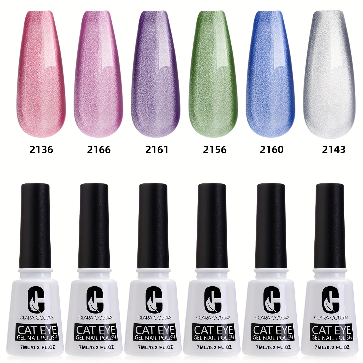 TEMU Colors Cat Eye Gel Nail Polish Set Of 6 Colors Magnetic Nail Polish Set Holographic Glitter 9d Cat Eye Gel Polish Set With 1 Magnet Stick For Home Diy Soak Off Led