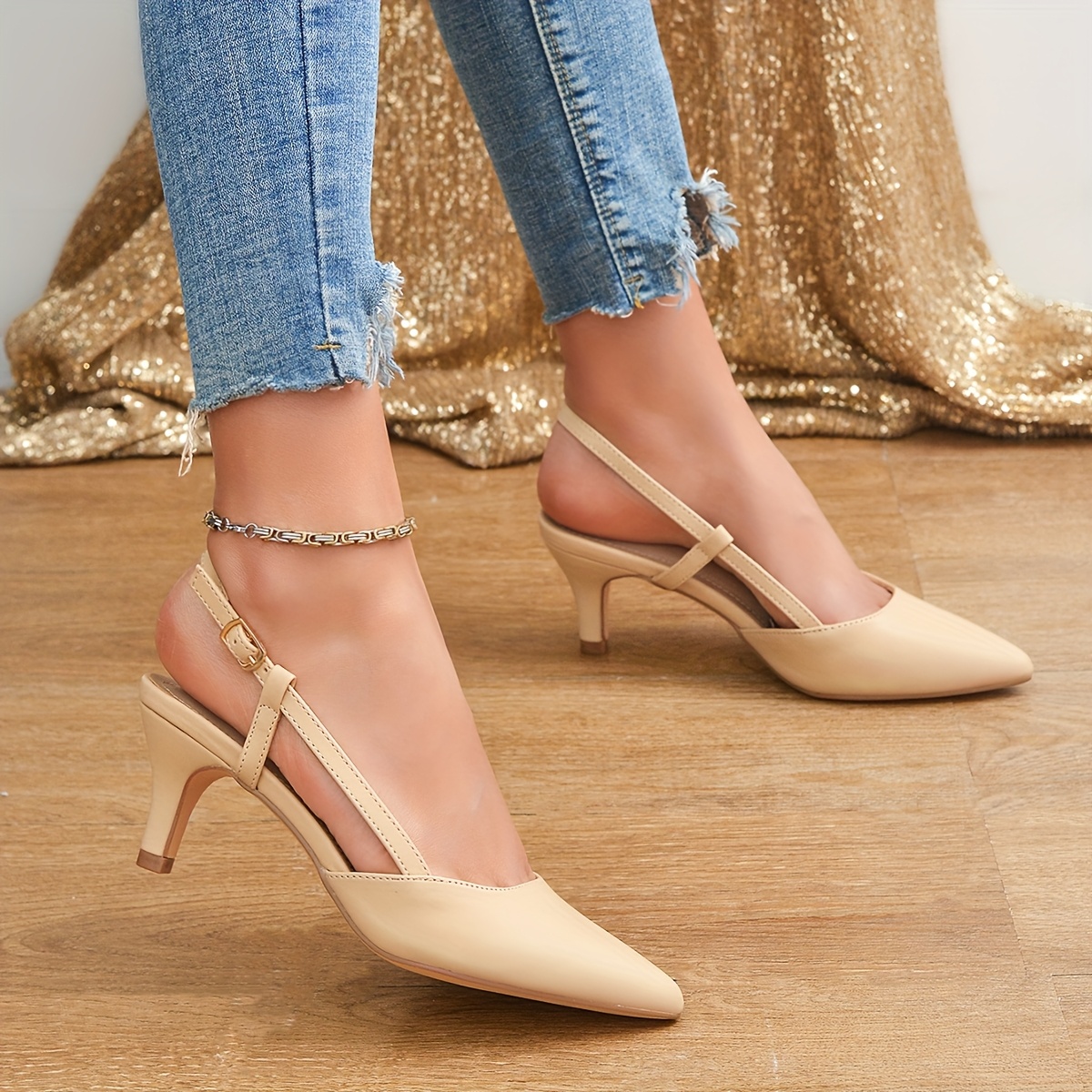 apricot heels sold on Temu United States display picture 1