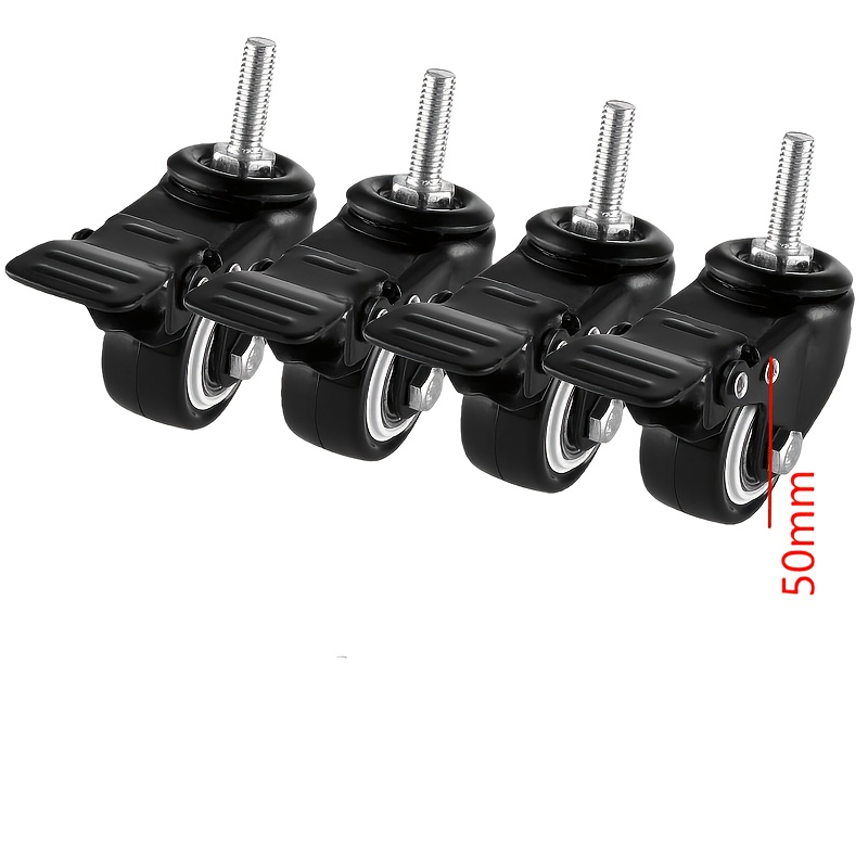 TEMU 4pcs Set Of Swivel Casters With Threaded Rod, Heavy-duty Locking Casters With A Total Capacity Of 300 Lbs (. 149.7kg), Metric M8×25mm Threaded