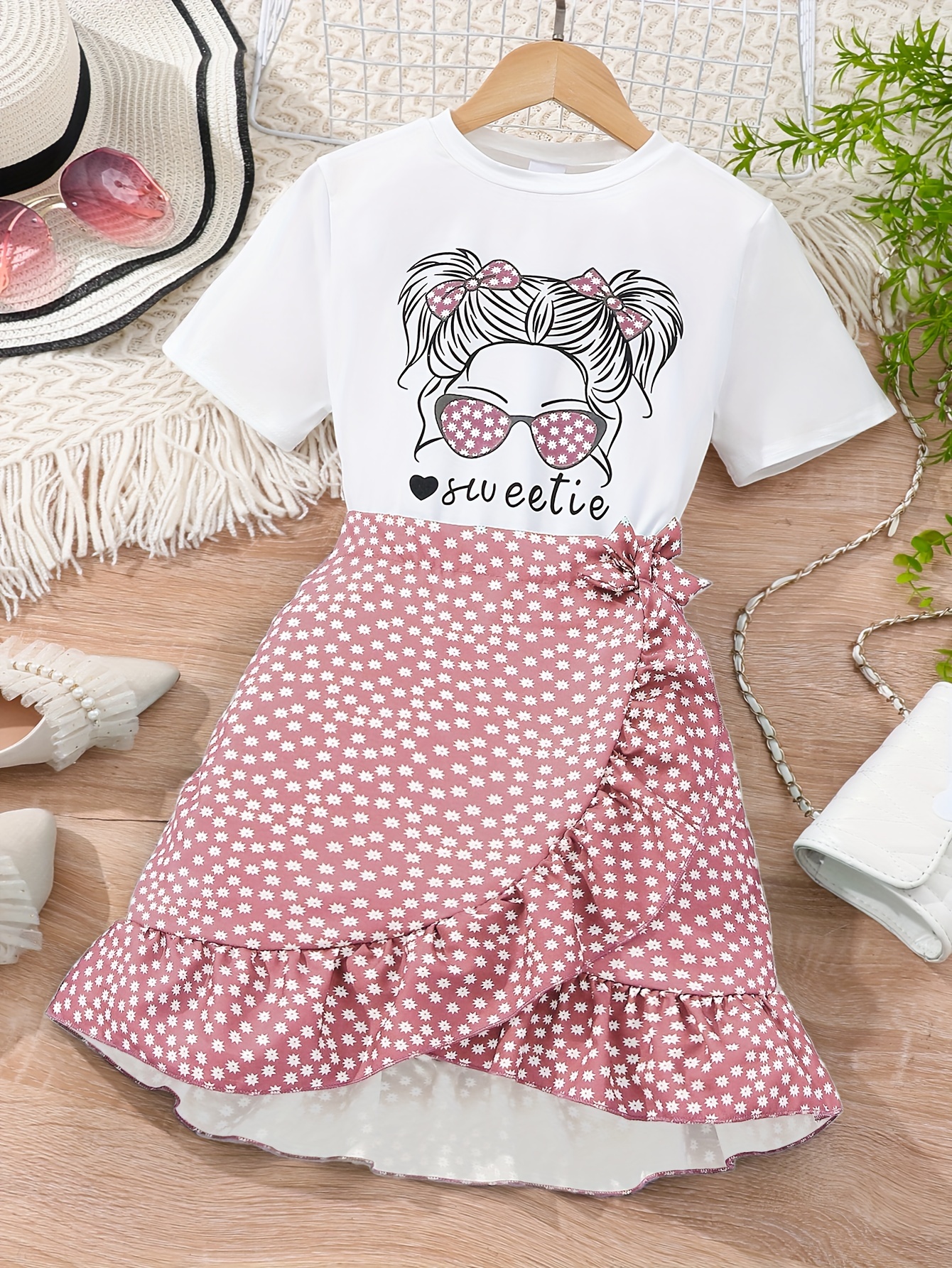 Pink Polka Dot Skirt Floral Blouse Lyna Maxi Skirt By Frnch Cream