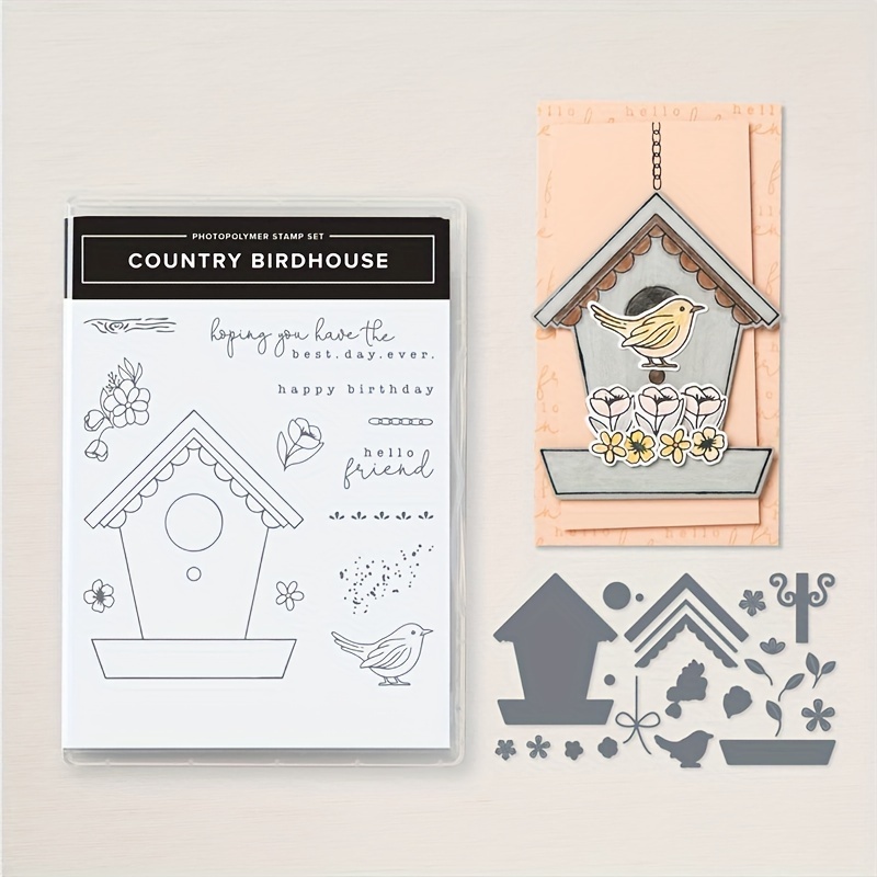 

1pc Stamps And Dies 2024 For Card Making, Bird And House Metal Cutting Dies And Transparent Seal Set For Diy Greeting Cards Or Handbook Making, Scrapbook Album Decoration Template