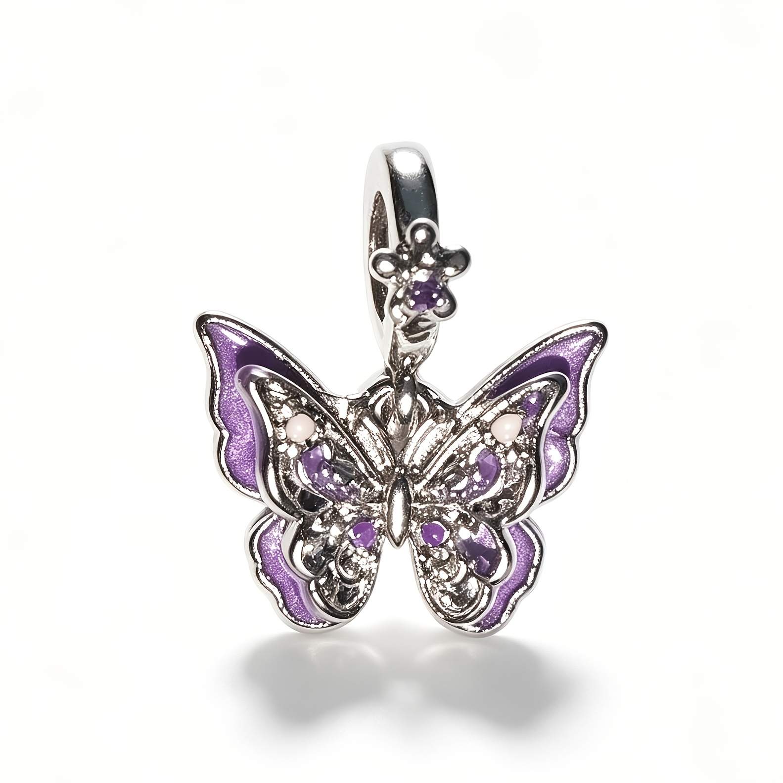 TEMU S925 Silver-plated Pendant With Floral Buckle, Stylish . Fantasy Delicate Charm, Wonderful Jewelry Gift For Birthdays And Festivals