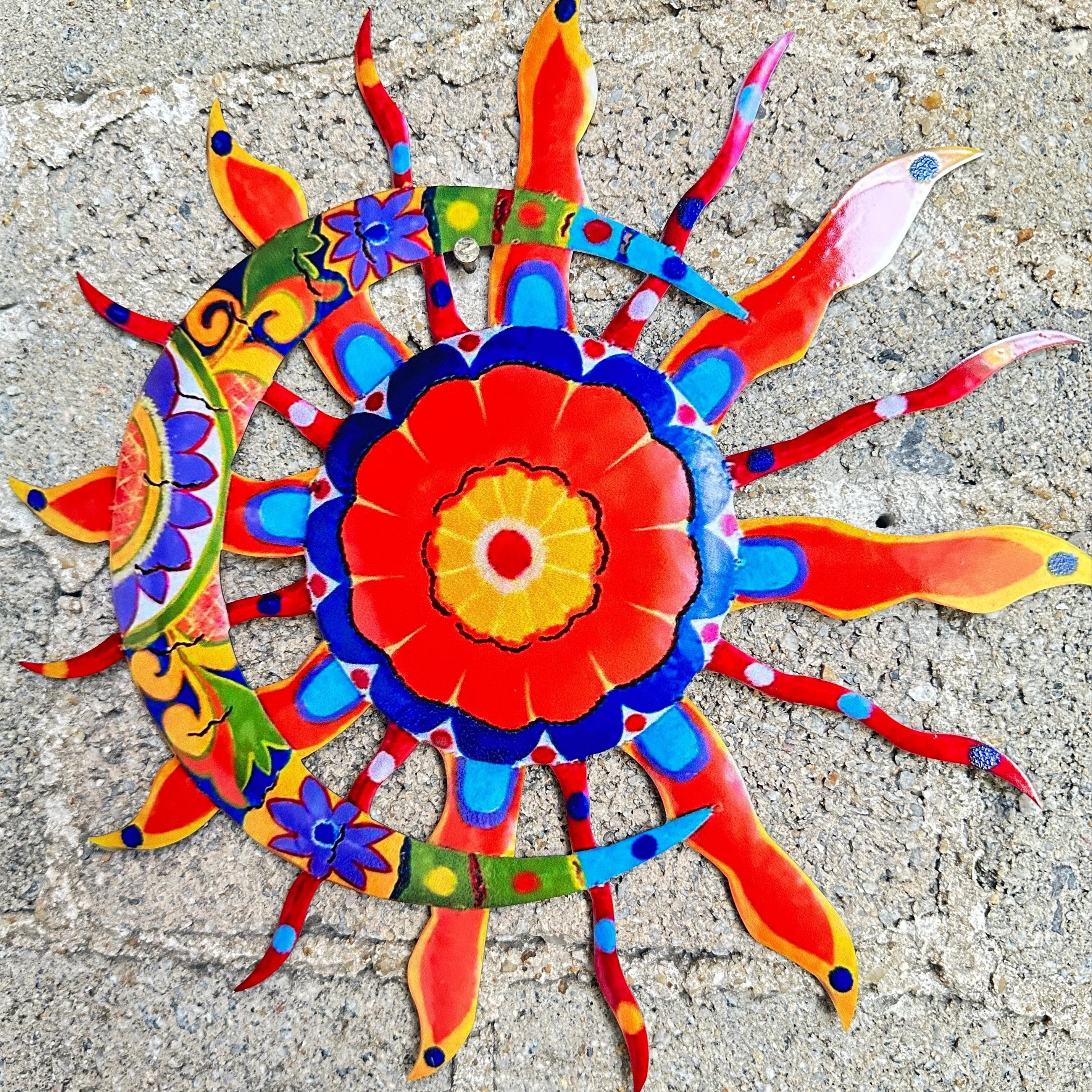 Sun And Moon Metal Wall Art, Decorative Hanging For, No Required, Featherless Horizontal Orientation