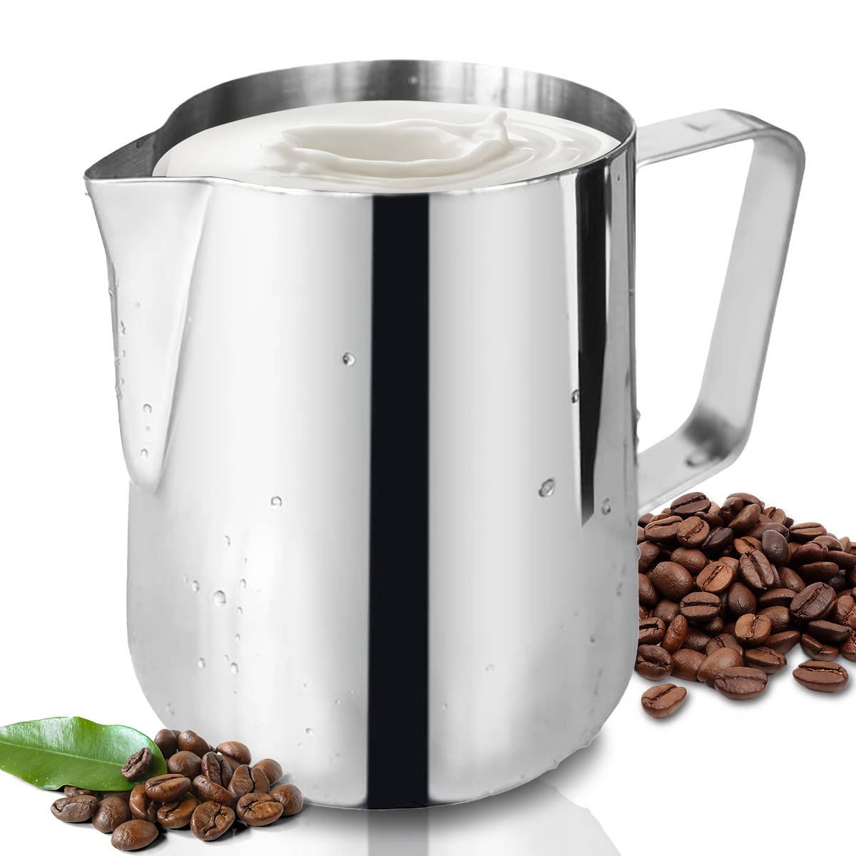 

1pc Barista' Pichet à mousseur à lait en acier inoxydable pour , latte art, cappuccino, chocolat chaud, pot à crème avec bec verseur de